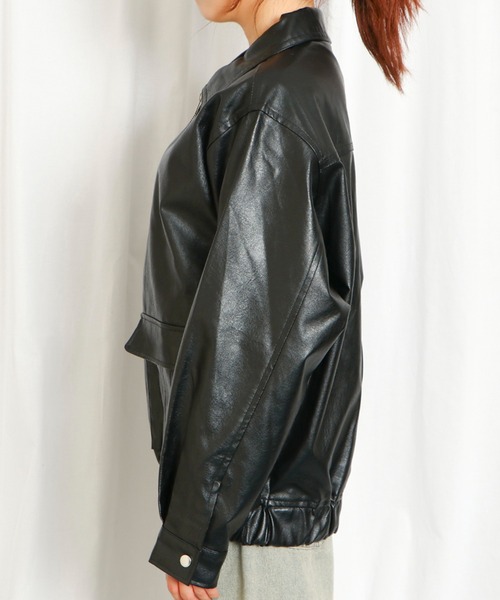 【超美品】定価¥18,700 ウォッシャブルギャザーブルゾン春夏ジャケット 絞りが可愛い大人のカジュアル。ギャザースリーブ胸刺繍ナイロン