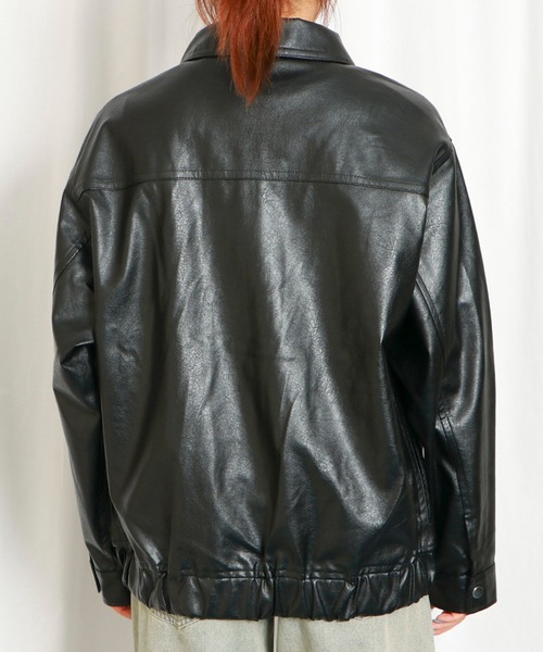 GORGE（ゴージ）の「《トレンド映え×万能アウター》レディース フェイクレザー ブルゾン ジャケット 体型カバー 春秋冬（ブルゾン・レディース・ダークブラウン/ブラック/ブラウン/グレー・F）」の9枚目の写真