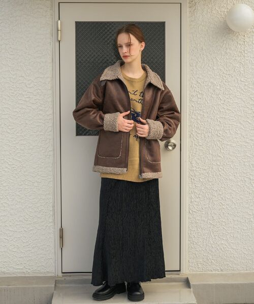 RETRO GIRL（レトロガール）の「【新色追加】ベロア細プリーツSK（スカート・レディース・ライトグレー/ブラック/ブラウン系その他/ブラウン・FREE）」の12枚目の写真
