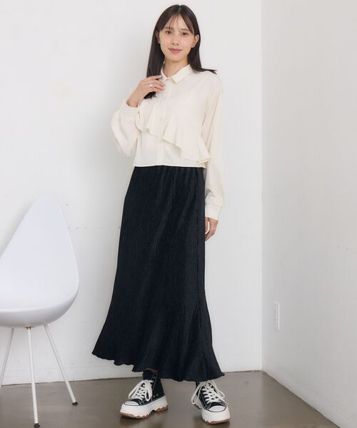 RETRO GIRL（レトロガール）の「【新色追加】ベロア細プリーツSK（スカート・レディース・ライトグレー/ブラック/ブラウン系その他/ブラウン・FREE）」の21枚目の写真