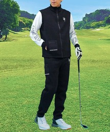 GIORNO SEVEN（ジョルノセブン）の「ゴルフウェア 上下セットアップ ニットフリース ジップアップベスト ゴルフパンツ 裏起毛 メンズ（ゴルフグッズ）」