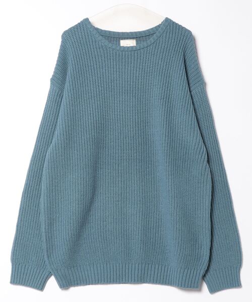 CORISCO（コリスコ）の「インディゴライク畦編みクルーニット(M1)（ニット/セーター・メンズ・ライトインディゴブルー/ダークインディゴブルー/インディゴブルー・MEDIUM/X-LARGE/LARGE）」の7枚目の写真