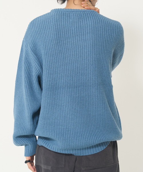 CORISCO（コリスコ）の「インディゴライク畦編みクルーニット(M1)（ニット/セーター・メンズ・ライトインディゴブルー/ダークインディゴブルー/インディゴブルー・MEDIUM/X-LARGE/LARGE）」の6枚目の写真