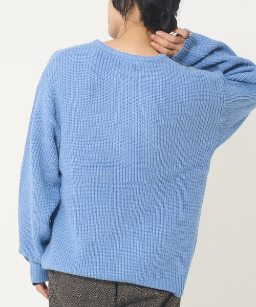 CORISCO（コリスコ）の「インディゴライク畦編みクルーニット(M1)（ニット/セーター・メンズ・ライトインディゴブルー/ダークインディゴブルー/インディゴブルー・MEDIUM/X-LARGE/LARGE）」の12枚目の写真