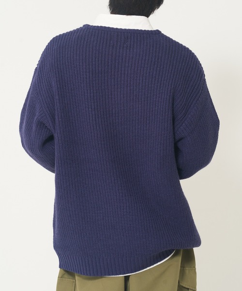 CORISCO（コリスコ）の「インディゴライク畦編みクルーニット(M1)（ニット/セーター・メンズ・ライトインディゴブルー/ダークインディゴブルー/インディゴブルー・MEDIUM/X-LARGE/LARGE）」の9枚目の写真