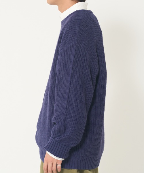 CORISCO（コリスコ）の「インディゴライク畦編みクルーニット(M1)（ニット/セーター・メンズ・ライトインディゴブルー/ダークインディゴブルー/インディゴブルー・MEDIUM/X-LARGE/LARGE）」の8枚目の写真
