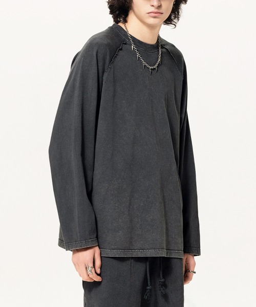 TOBEE(トゥビー)の「【TOBEE】ピグメント加工Tシャツ / ロンT ヴィンテージライク(Tシャツ/カットソー・メンズ・ブラック/パープル/ライトグレー/グレー/アッシュグレー・MEDIUM/LARGE)」の7枚目の写真