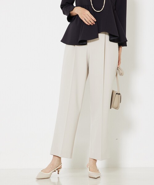 qualite(カリテ)の「【入卒/セレモニー/オケージョン】センタープレスストレートパンツ/オフィスカジュアル/セットアップ対応/カセット服(スラックス・レディース・グレイッシュベージュ/ダークネイビー・34/36/38)」の10枚目の写真
