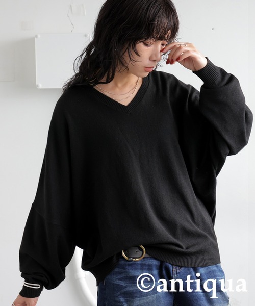 antiqua（アンティカ）の「カシミヤタッチドルマンニット（ニット/セーター・レディース・ターコイズブルー/ナチュラル/杢グレー/パープル/ブラック/ベージュ系その他/グリーン/レッド・ONESIZE）」の10枚目の写真