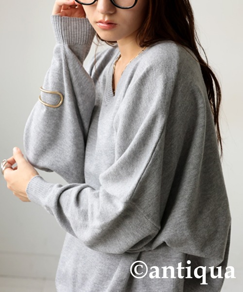 antiqua（アンティカ）の「カシミヤタッチドルマンニット（ニット/セーター・レディース・ターコイズブルー/ナチュラル/杢グレー/パープル/ブラック/ベージュ系その他/グリーン/レッド・ONESIZE）」の20枚目の写真