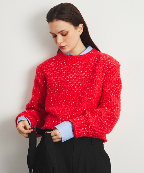 uyu.(ウユ)の「MIX Yarn Short Knit Pullover / MIXヤーンショートニットプルオーバー【uyu./ウユ】(ニット/セーター・レディース・ブラック/ブラウン/レッド・FREE)」の3枚目の写真