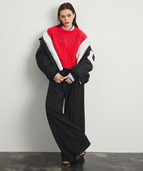 uyu.(ウユ)の「MIX Yarn Short Knit Pullover / MIXヤーンショートニットプルオーバー【uyu./ウユ】(ニット/セーター・レディース・ブラック/ブラウン/レッド・FREE)」の4枚目の写真