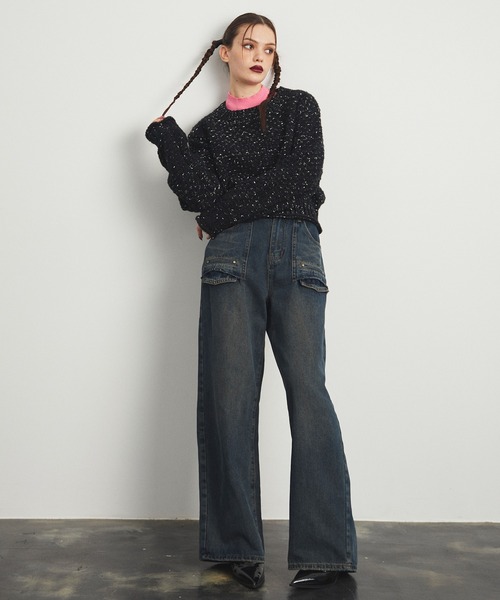 uyu.(ウユ)の「MIX Yarn Short Knit Pullover / MIXヤーンショートニットプルオーバー【uyu./ウユ】(ニット/セーター・レディース・ブラック/ブラウン/レッド・FREE)」の11枚目の写真