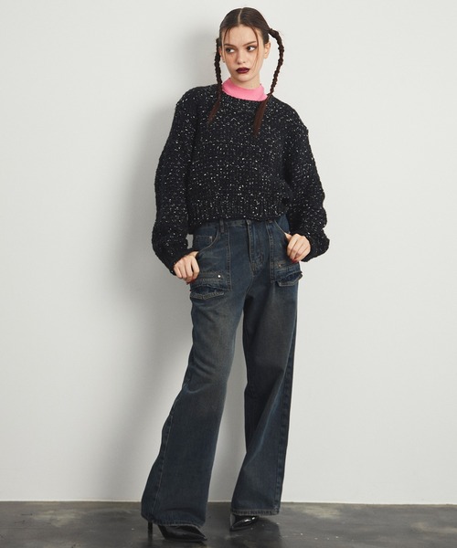 uyu.(ウユ)の「MIX Yarn Short Knit Pullover / MIXヤーンショートニットプルオーバー【uyu./ウユ】(ニット/セーター・レディース・ブラック/ブラウン/レッド・FREE)」の12枚目の写真