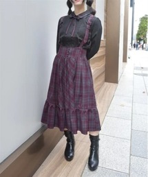 axes femme | サスペンダー付チェック柄スカート(スカート)