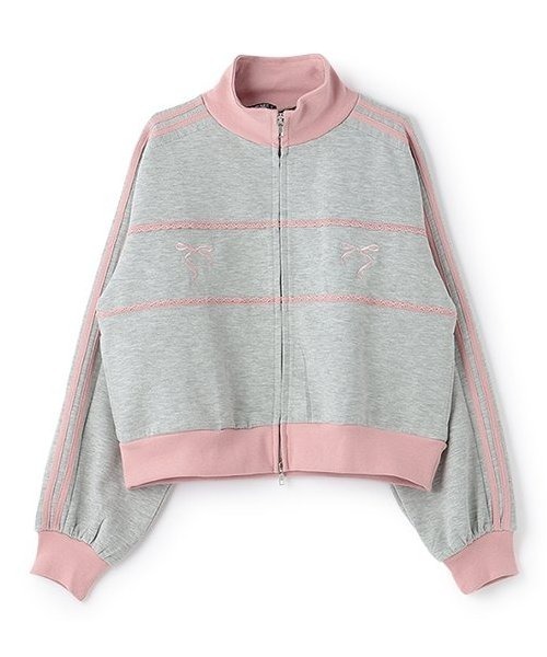by LOVEiT(バイラビット)の「リボンガーリートラックジャケット(Tシャツ/カットソー・キッズ・ブラック/グレー・120cm/130cm/140cm/150cm/160cm)」の1枚目の写真