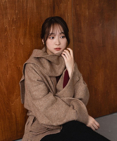 mideal(マイディール)の「multi way middle knit coat / マルチウェイミドルニットコート(カーディガン/ボレロ・レディース・モカ/ピンク系その他・FREE)」の5枚目の写真