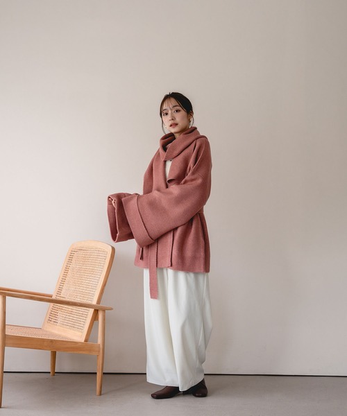mideal(マイディール)の「multi way middle knit coat / マルチウェイミドルニットコート(カーディガン/ボレロ・レディース・モカ/ピンク系その他・FREE)」の18枚目の写真