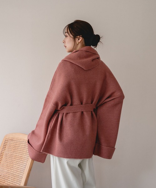 mideal(マイディール)の「multi way middle knit coat / マルチウェイミドルニットコート(カーディガン/ボレロ・レディース・モカ/ピンク系その他・FREE)」の21枚目の写真