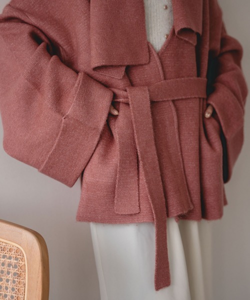 mideal(マイディール)の「multi way middle knit coat / マルチウェイミドルニットコート(カーディガン/ボレロ・レディース・モカ/ピンク系その他・FREE)」の20枚目の写真