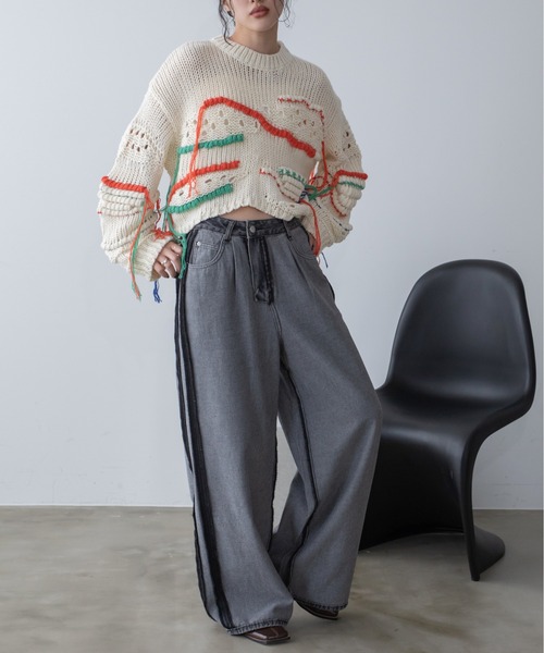 VACANCY（ヴァカンシー）の「インサイドアウトラインデニムパンツ（デニムパンツ・レディース・ブラック/ブルー・SMALL/MEDIUM/LARGE）」の16枚目の写真