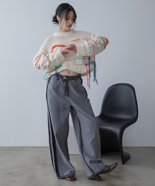 VACANCY（ヴァカンシー）の「インサイドアウトラインデニムパンツ（デニムパンツ・レディース・ブラック/ブルー・SMALL/MEDIUM/LARGE）」の17枚目の写真