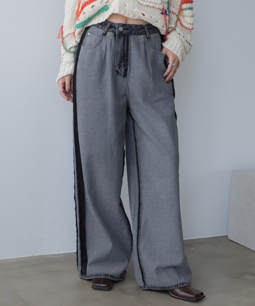 VACANCY（ヴァカンシー）の「インサイドアウトラインデニムパンツ（デニムパンツ・レディース・ブラック/ブルー・SMALL/MEDIUM/LARGE）」の12枚目の写真