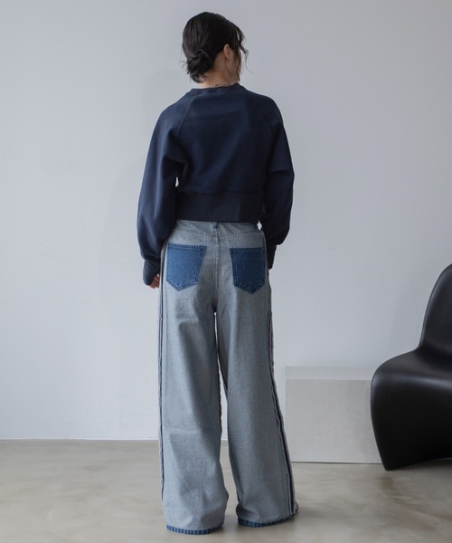 VACANCY（ヴァカンシー）の「インサイドアウトラインデニムパンツ（デニムパンツ・レディース・ブラック/ブルー・SMALL/MEDIUM/LARGE）」の6枚目の写真