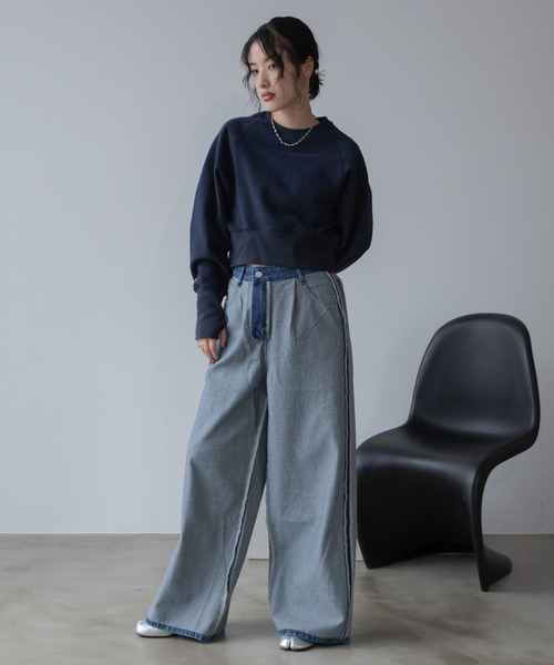 VACANCY（ヴァカンシー）の「インサイドアウトラインデニムパンツ（デニムパンツ・レディース・ブラック/ブルー・SMALL/MEDIUM/LARGE）」の3枚目の写真