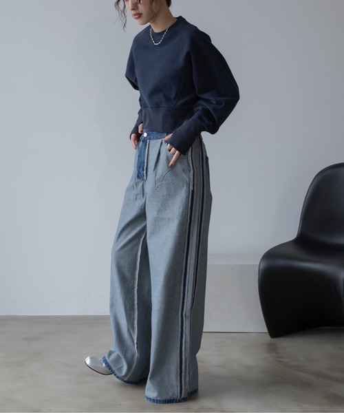 VACANCY（ヴァカンシー）の「インサイドアウトラインデニムパンツ（デニムパンツ・レディース・ブラック/ブルー・SMALL/MEDIUM/LARGE）」の4枚目の写真