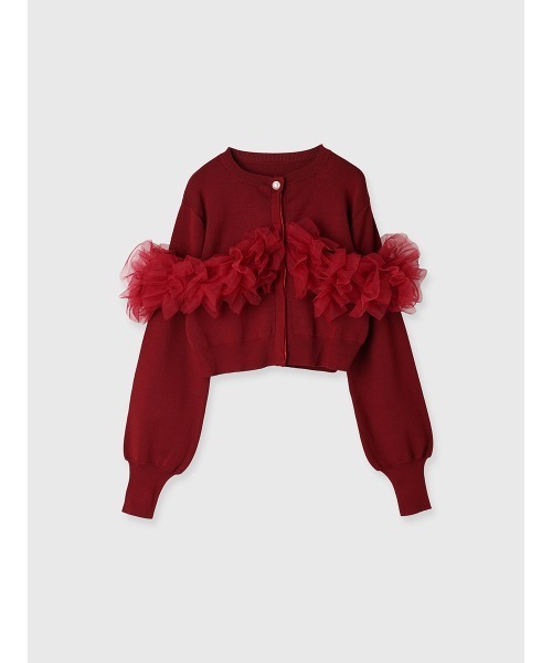 エイミー　新品タグ付き　チュールフリルニットカーディガン EIMY ISTOIRE カーディガン チュールフリルニットカーディガン