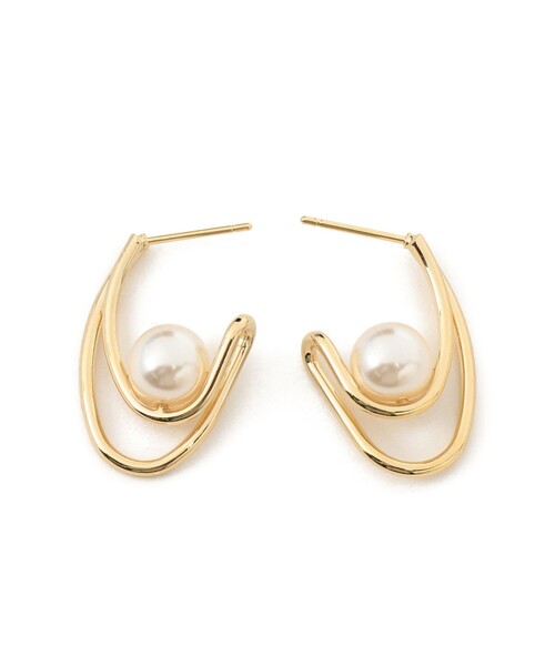 B:MING by BEAMS(ビーミングバイビームス)の「レイヤーライン パール ピアス(ピアス(両耳用)・レディース・ゴールド・ONE SIZE)」の1枚目の写真