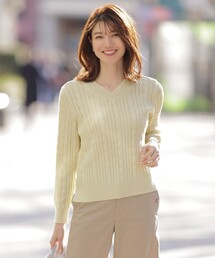 J.PRESS - 【J.PRESS】ジェイプレス　イエロー　黄色　M　ニット　長袖　トップス　Vネックニット　Vネック　ボーダー J.PRESS｜ジェイプレスのニット/セーター（イエロー/黄色系