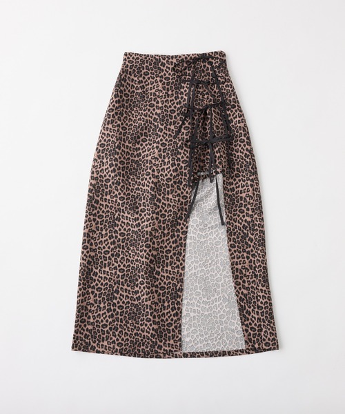 one after another NICE CLAUP（ワンアフターアナザーナイスクラップ）の「リボンレイヤードロングスカート（スカート・レディース・ブラック/アイボリー/レオパード・FREE）」の14枚目の写真