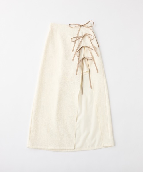 one after another NICE CLAUP（ワンアフターアナザーナイスクラップ）の「リボンレイヤードロングスカート（スカート・レディース・ブラック/アイボリー/レオパード・FREE）」の16枚目の写真