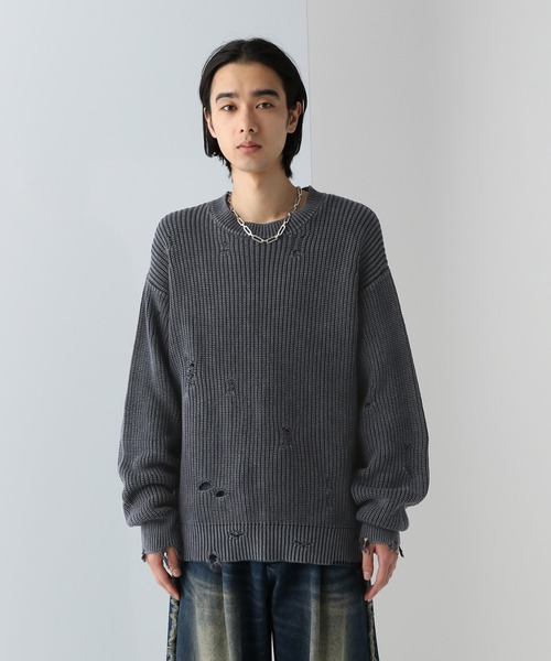 HARE（ハレ）の「ピグメントアゼニットプルオーバー(HARE)（ニット/セーター・メンズ・ブルー/ブラック/ブラウン・FREE）」の14枚目の写真