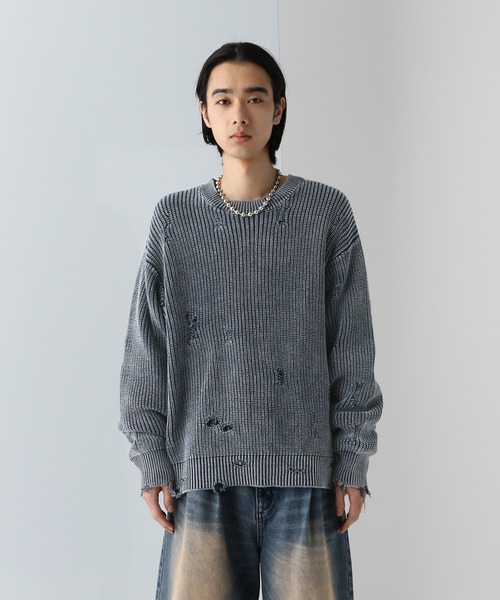 HARE（ハレ）の「ピグメントアゼニットプルオーバー(HARE)（ニット/セーター・メンズ・ブルー/ブラック/ブラウン・FREE）」の16枚目の写真