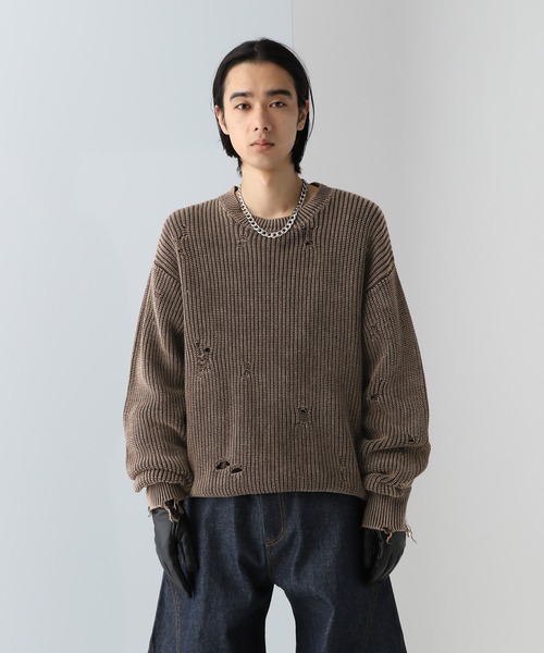 HARE（ハレ）の「ピグメントアゼニットプルオーバー(HARE)（ニット/セーター・メンズ・ブルー/ブラック/ブラウン・FREE）」の15枚目の写真