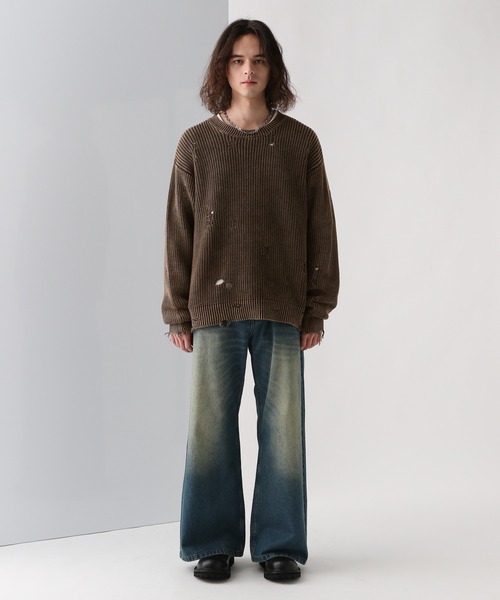 HARE（ハレ）の「ピグメントアゼニットプルオーバー(HARE)（ニット/セーター・メンズ・ブルー/ブラック/ブラウン・FREE）」の19枚目の写真
