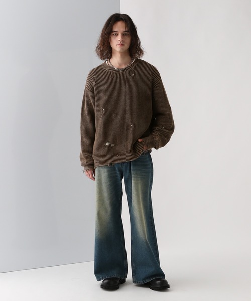 HARE（ハレ）の「ピグメントアゼニットプルオーバー(HARE)（ニット/セーター・メンズ・ブルー/ブラック/ブラウン・FREE）」の20枚目の写真