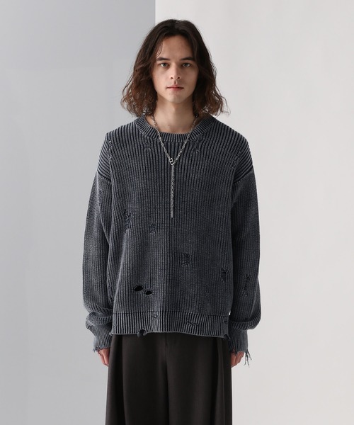 HARE（ハレ）の「ピグメントアゼニットプルオーバー(HARE)（ニット/セーター・メンズ・ブルー/ブラック/ブラウン・FREE）」の21枚目の写真