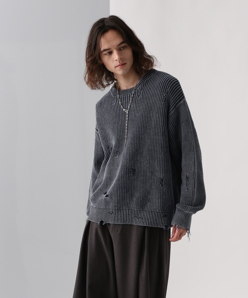 HARE（ハレ）の「ピグメントアゼニットプルオーバー(HARE)（ニット/セーター・メンズ・ブルー/ブラック/ブラウン・FREE）」の22枚目の写真