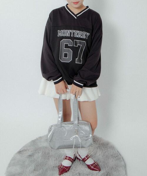 WEGO(ウィゴー)の「WEGO/サテンリボンチャーム付きボストンバッグ(ショルダーバッグ・レディース・シルバー/ピンク/ブラック・FREE)」の6枚目の写真