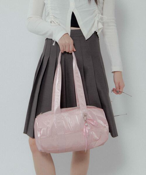 WEGO(ウィゴー)の「WEGO/サテンリボンチャーム付きボストンバッグ(ショルダーバッグ・レディース・シルバー/ピンク/ブラック・FREE)」の22枚目の写真