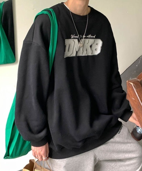 NOWLE（ノウル）の「【NOWLE】ロゴ ワッペン刺繍 裏起毛 スウェット（スウェット・メンズ・オレンジ/グレー/ブラック・MEDIUM/LARGE/X-LARGE）」の2枚目の写真