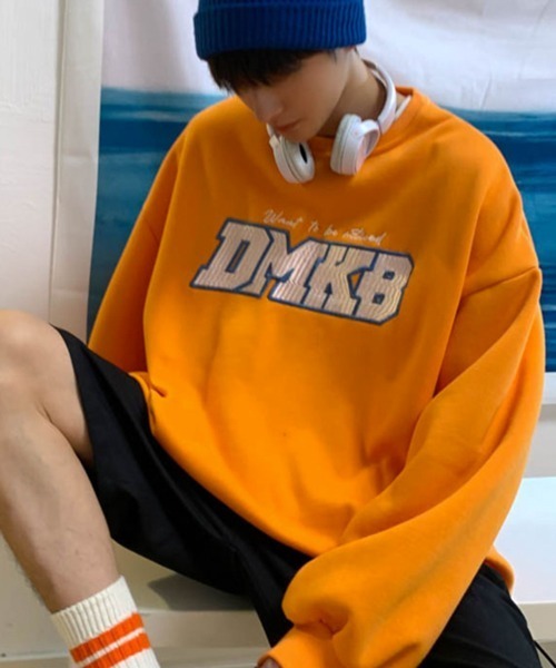 NOWLE（ノウル）の「【NOWLE】ロゴ ワッペン刺繍 裏起毛 スウェット（スウェット・メンズ・オレンジ/グレー/ブラック・MEDIUM/LARGE/X-LARGE）」の5枚目の写真