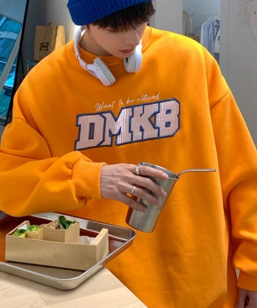 NOWLE（ノウル）の「【NOWLE】ロゴ ワッペン刺繍 裏起毛 スウェット（スウェット・メンズ・オレンジ/グレー/ブラック・MEDIUM/LARGE/X-LARGE）」の6枚目の写真