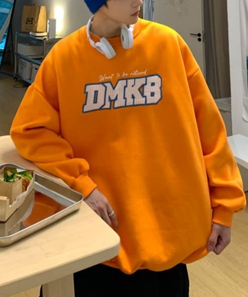 NOWLE（ノウル）の「【NOWLE】ロゴ ワッペン刺繍 裏起毛 スウェット（スウェット・メンズ・オレンジ/グレー/ブラック・MEDIUM/LARGE/X-LARGE）」の8枚目の写真