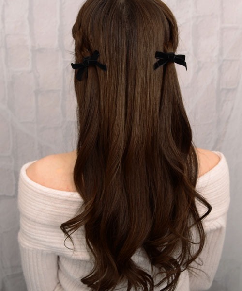 TONE SELECT GOODS(トーンセレクトグッズ)の「【float】ベロア ミニリボン ヘアゴム【2個セット】(ヘアゴム・レディース・ブラック・FREE)」の2枚目の写真