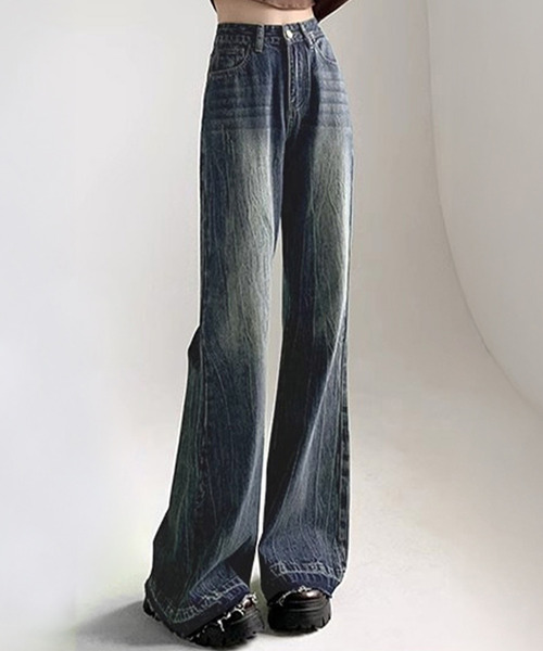 DAY CLOSET(デイ クローゼット)の「【大きいサイズ有】 裾に広がる美シルエット。ヴィンテージライク カットオフ フレア デニム パンツ ジーンズ レディース(デニムパンツ・レディース・インディゴブルー/ブラック/ブルー・L/M/2XL/XL/S/XS)」の16枚目の写真